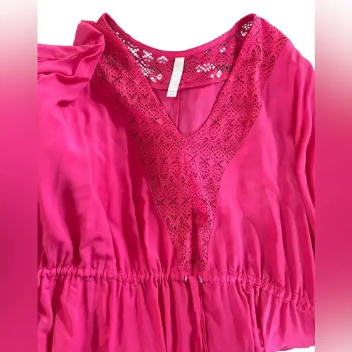 Cacique Lane Bryant Swim by Swim Cover Up Crochet Trim Hot Pink Sz 18/20. Nice!