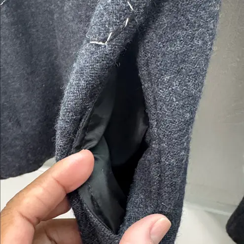 Willi Smith 100% BOILED WOOL Charcoal Gray Knit Cape Cardigan