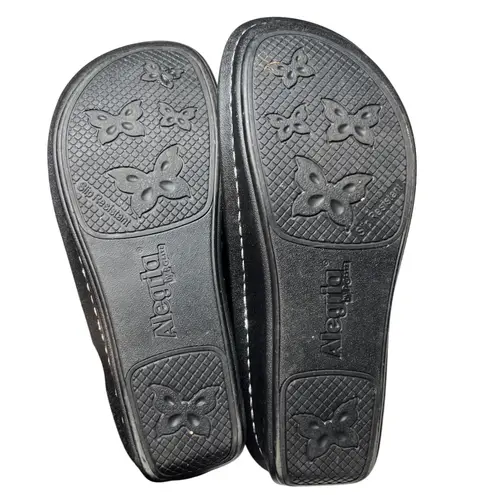 Alegria White Leather Slide Sandals 37 US 7 Comfort Butterfly Sole