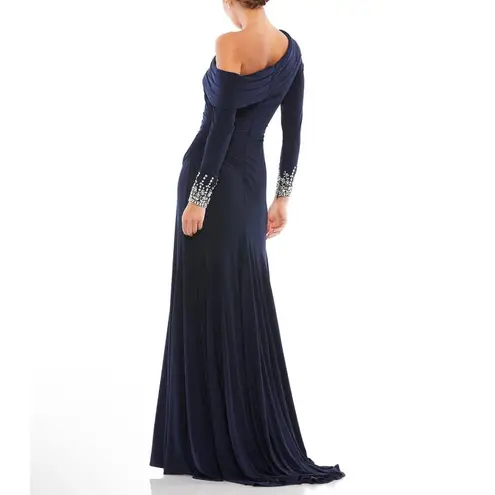 Mac Duggal New! #12231 Beaded Cuff Drop Shoulder Faux Wrap
Gown Navy Sz 8 $398