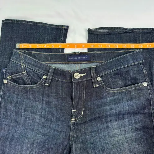 Rock & Republic  Jean Kasandra Size 10 Dark Wash Bootcut Mid Rise Y2K Whiskering - Image 4