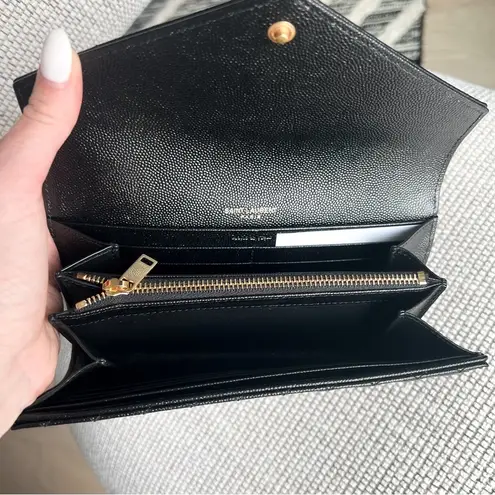 Saint Laurent  Envelope Large Flap Wallet In Grain De Poudre Embossed Leather