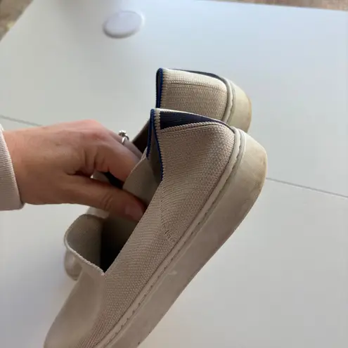 Rothy's The Flat Toe Flats Shoes Women Size 7 Beige Knit Slip On