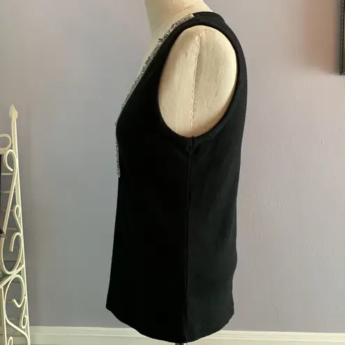 Spenser Jeremy black V neck ribbed sleeveless top with silver embellishments