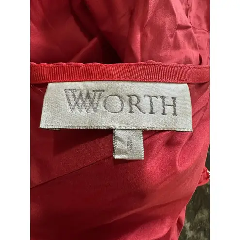 Worth 100% Silk Mermaid Skirt With Train Maxi Long Formal Prom Size S6 Red