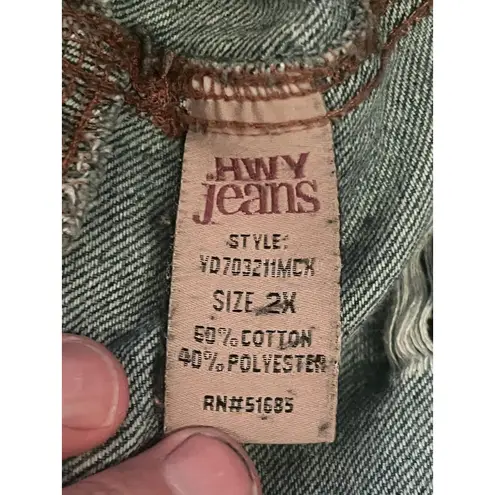 Highway Jeans Jacket Womens 2X Distressed Cropped Raw Hem Trucker VD703E1MCK - Image 8