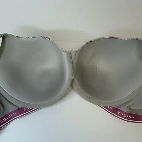 Cacique Bra 44DDD Gray Floral Padded Underwire Adjustable Clasp Back