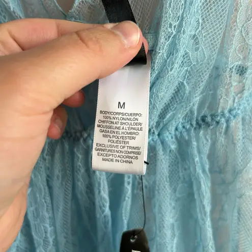 Adore Me NWT  Bow Detail Lace Deep V Chemise Sz M Sky Blue - Image 5