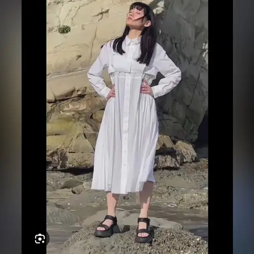 SACAI Midi Pleated Shirt Dress NWT Large Black