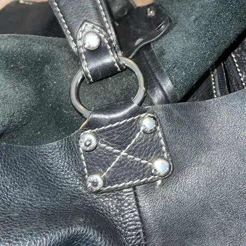 Faiez Halabi Buenos Aires Womens Pebbled Leather Shoulder Hobo Bag Black Small