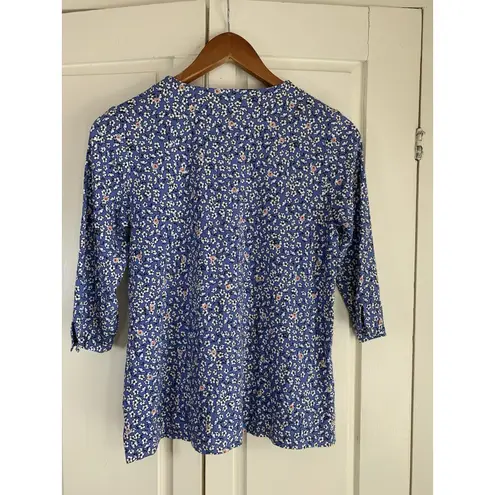J Jill Wearever Collection XS Blue Floral Knit Tunic Top Bloomcore‎ Church NWT