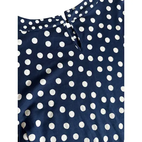 Boden Polka Dot 3/4 Bell Sleeve Top Navy White Polka Dots Size 10 Blue