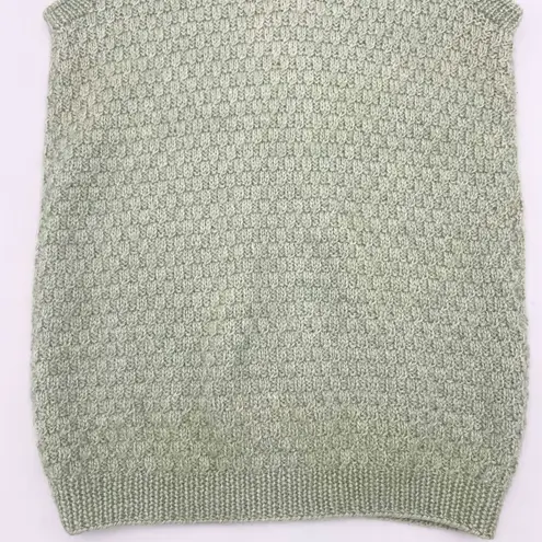 Handmade Sweater Vest Long Sleeveless Pale Green V-Neck Knit Light Academia Top