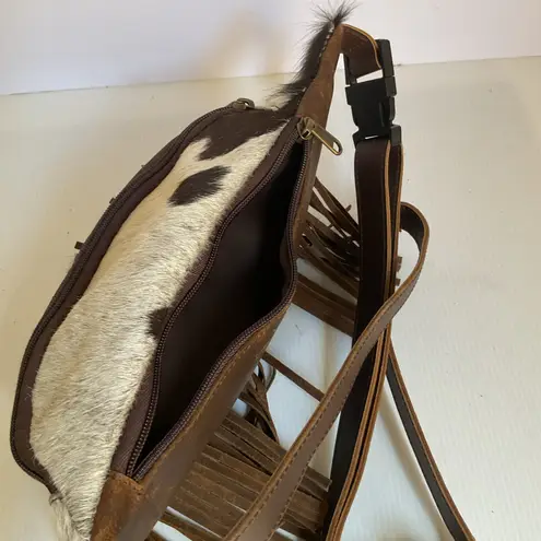 Handmade Cowhide Tooled Leather Fringe Belt Bag – Western Fanny Pack NWT NEW Tan