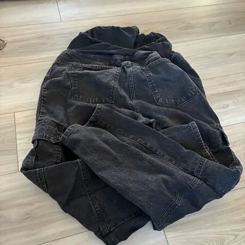 Isabel Maternity Black Denim Cargo Jeans Size 12 Relaxed Fit