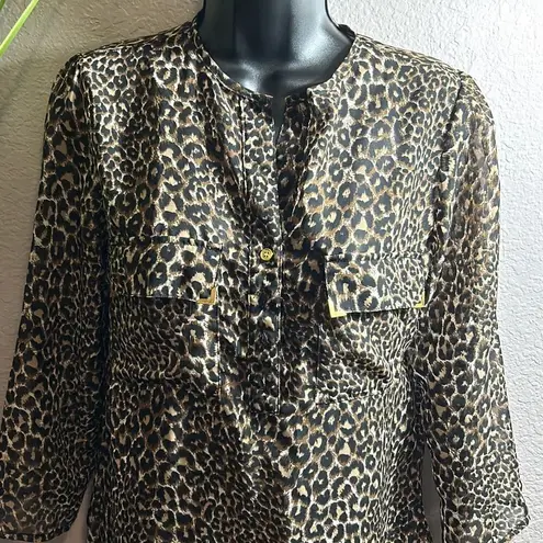 Wishful park #353  sheer animal printed adjustable sleeve top size small