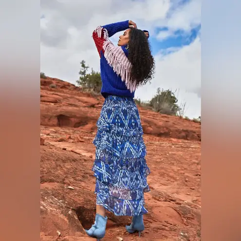 Allison New York Petra Fringe Sweater Blue Size M