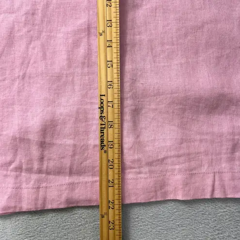 Buffalo David Bitton Women's Pink Linen Blend Short Sleeve Button Up Shirt XL - Image 8