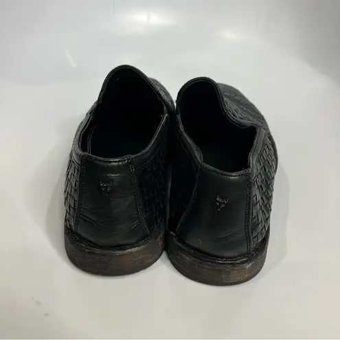 H. S. Trask black woven leather loafers slip on shoes women’s size 9 artisan