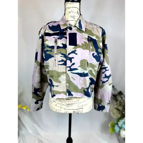 Zadig & Voltaire Cropped Camouflage Print Denim Jacket M