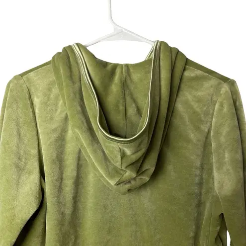 BCBG MAXAZRIA Green Velour Zip Up‎ Sweater Y2K Velvet Hoodie Sz Medium