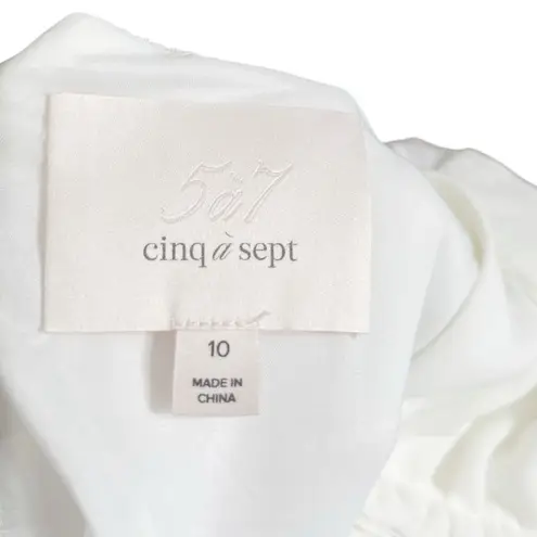 Cinq a Sept Mini Dress Size 10 White Puff Sleeve Cutout Back Women’s