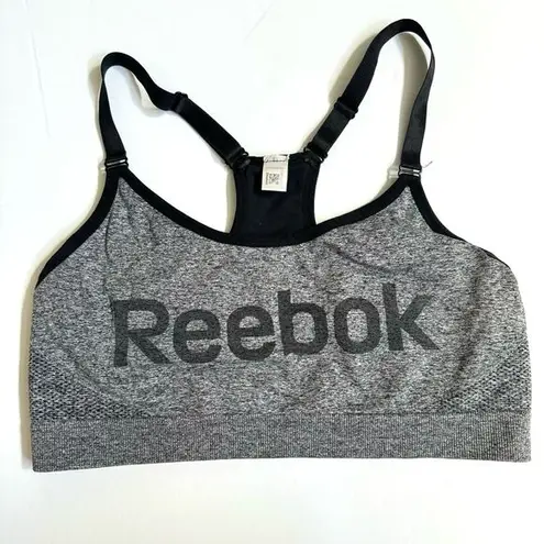 Reebok  Heathered Gray and Black Racerback Sports Bra Women’s Large