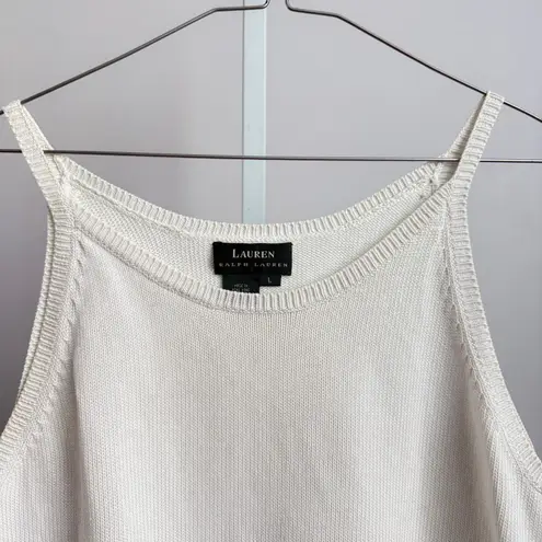 Lauren Ralph Lauren Cream Knit Tank Top Sleeveless Cotton Blend Womens White Size L