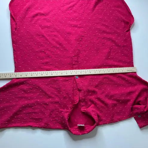 Ivy Jane  Pink‎ Swiss Dot Blouse Medium Button Front Peasant Tunic Boho Slouchy - Image 7