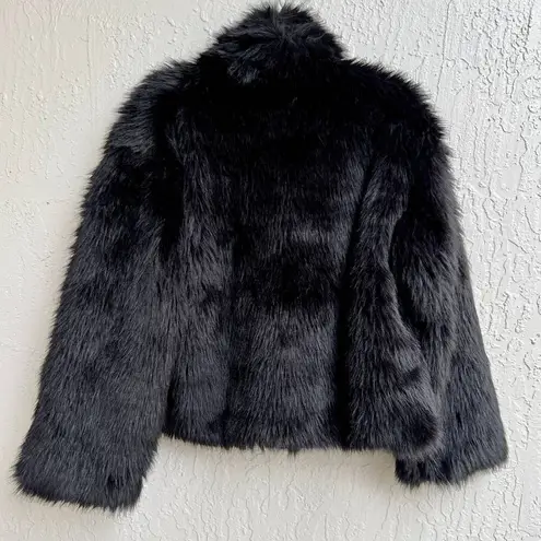 NWT Petal+Pup Long Sleeve Sarai Fuzzy Faux Fur Coat Jacket Black Women's Large