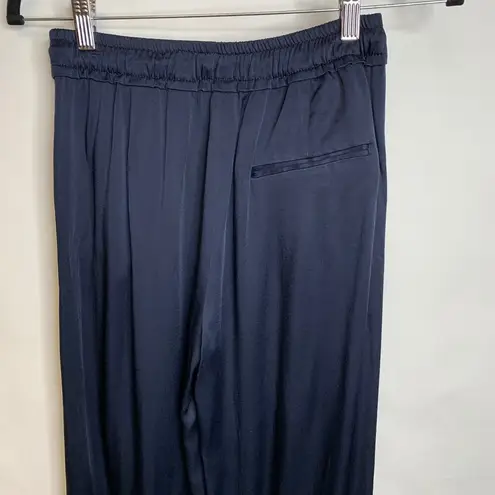 ZARA  Blue Satin Elastic Waist Pants Drawstring Pockets Sz Small thumbnail 4