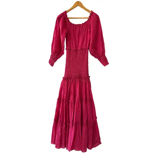 Alexis Thalssa Fuchsia Dot Off-Shoulder Maxi Dress Size Small