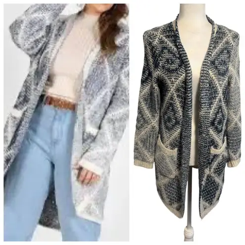 Anthropologie Moth by  | Knit Argyle Open Cardigan Oversized Sweater Size Small