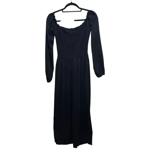 Hollister  Smocked Long Sleeve Jumpsuit Solid Black Women’s Size Medium