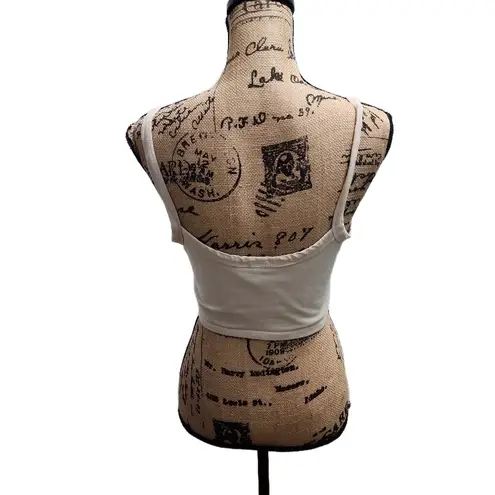 Black Halo H&M Crop Top Womens Size L Light Beige Basic Fitted Stretchy Minimalist Casual - Image 4