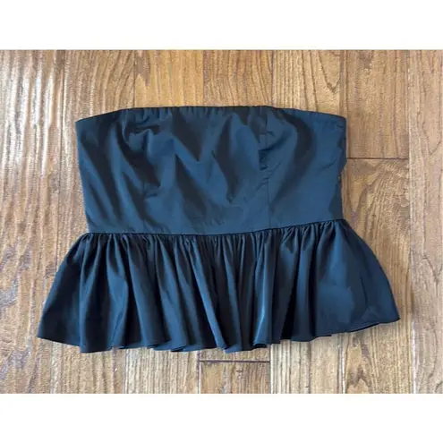 J.Crew straplessāblack taffeta peplum top size 6 Black