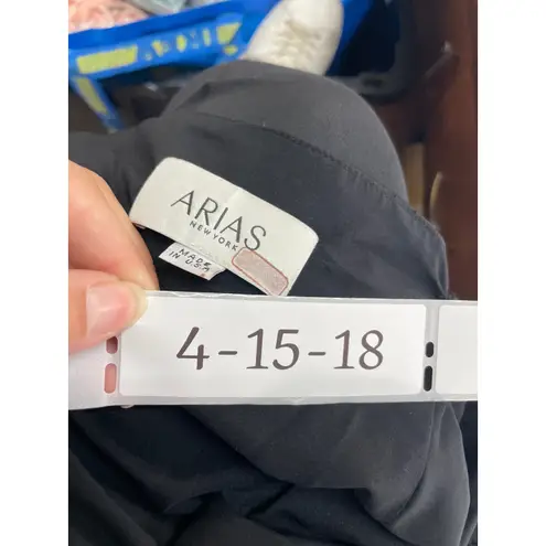 Arias Dress Womens 6 Black Crepe Asymmetrical Drapey Halter Midi Formal Cocktail