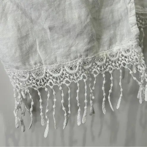 Valentina Naldi Open Front Linen Swimsuit Cover Up With Crochet Trim One Size White Size undefined