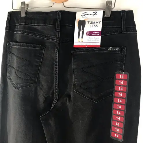 Seven7 Women's Tummy less Skinny High Rise Slimming Control Black Jeans