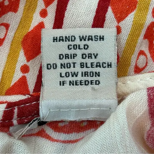 Lola P. Asymmetrical Boho Midi Dress Orange Floral Handkerchief Hem