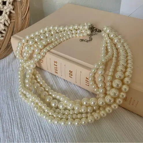 American Vintage Vintage “Cordelia” Five Strand Pearl Necklace 19.5” Classic Maximal Chunky 