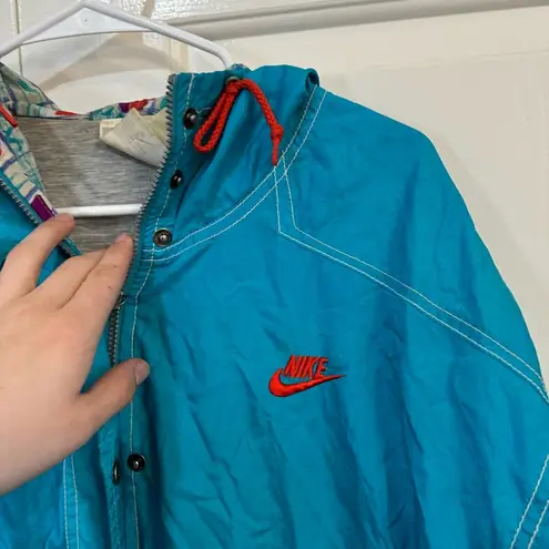 Nike Vintage  Grey Tag Turquoise Windbreaker Jacket Womens Size M