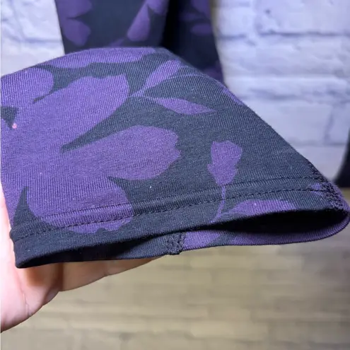 Pact Leggings Womens Large Purple Floral Print Organic Cotton Stretch Yoga Pant