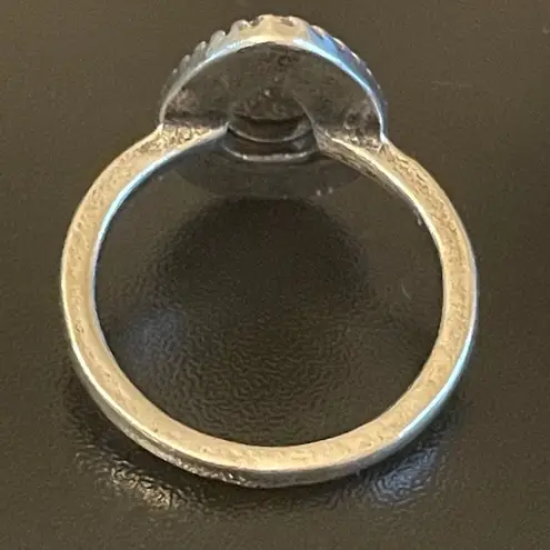 Water drop purple rhinestone silver plated ring size 5.5