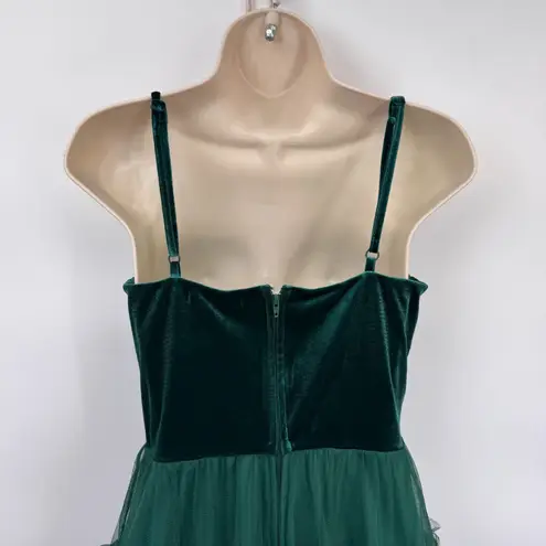 Trixxi Y2K  Forest‎ Fairy Dress Medium Green Velvet Lace Skirt Festive Holiday