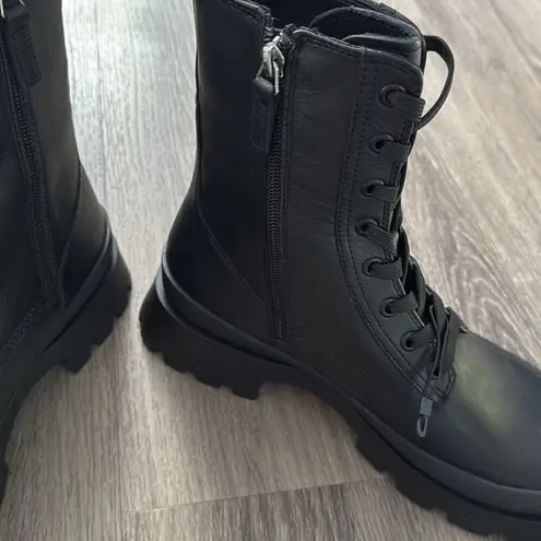 ZARA  Women’s Black Leather Combat Boots Lace Up Casual Shoes Size 41