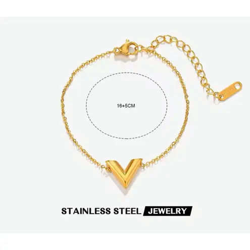 Boutique Dainty Yellow Gold Filled V-Shape Bracelet, 7-9”