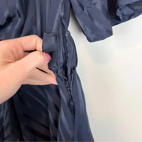 ALC Frank A.L.C. Avi Navy Blue Striped Silk Peplum Midi Dress Size 0