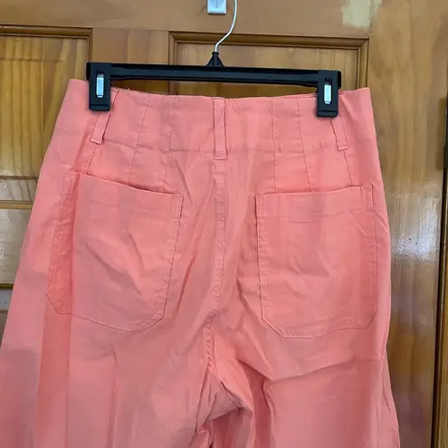 Maeve By Anthropologie The Colette Coral Wide Leg Linen Pants Sz 31