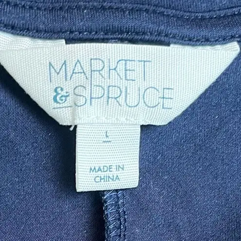 Market & Spruce Navy Blue T-Shirt A-Line Short Sleeve Pocket Dress Large